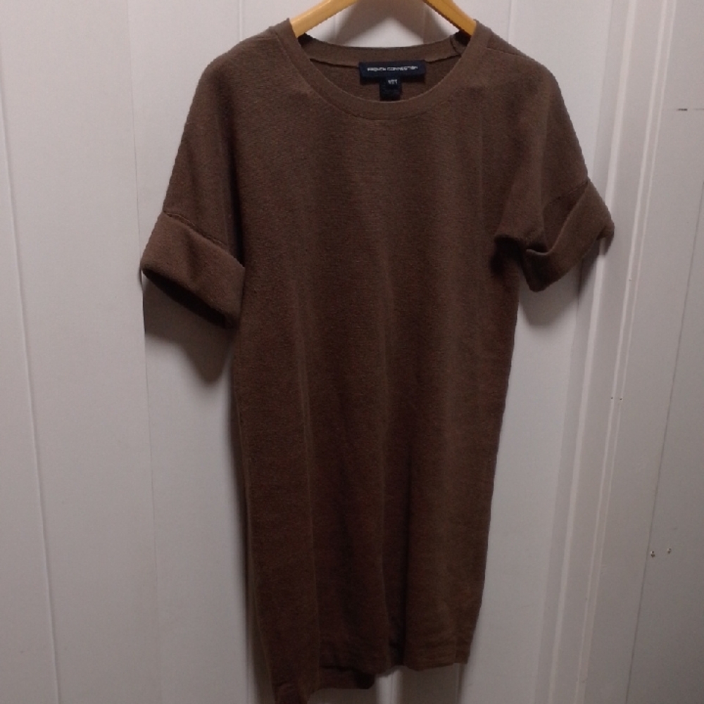 French Connection Chocolate Brown Knit Top Mini Dress